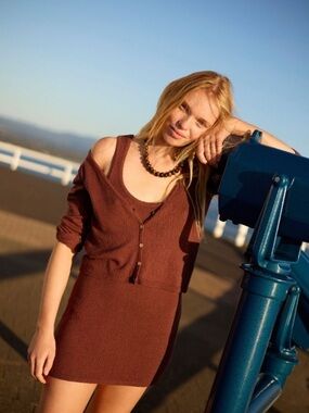 NWT Free People Sadie Sweater Mini Dress-Mocha